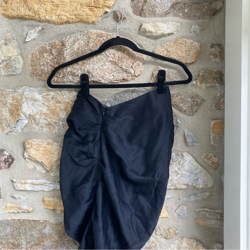 KHAITE Louie Gathered Satin Sarong Midi Skirt Black MSRP $820 Womens 4 - Picture 10 of 16
